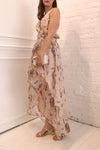 Saundra Blush Pink Floral High-Low Maxi Dress | Boutique 1861 model profile
