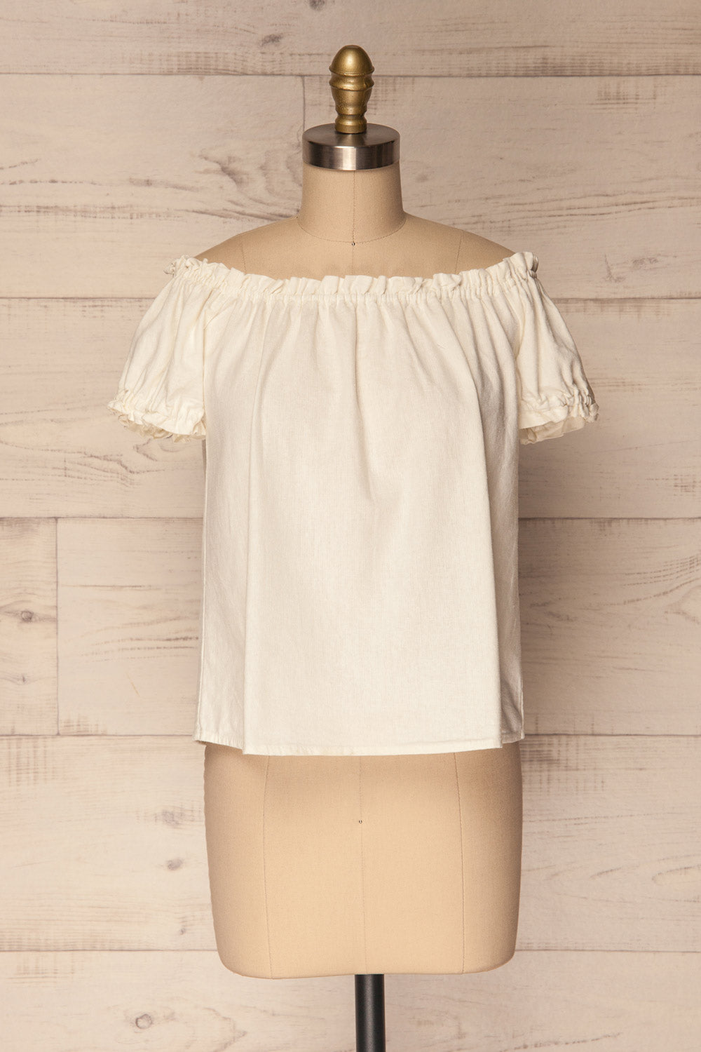 Schulen Salt White Linen Off-Shoulder Top | La Petite Garçonne