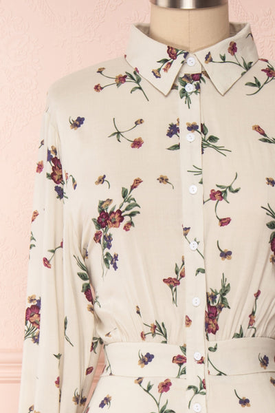 Seara Beige Floral Long Sleeved Shirt Dress | Boutique 1861 2