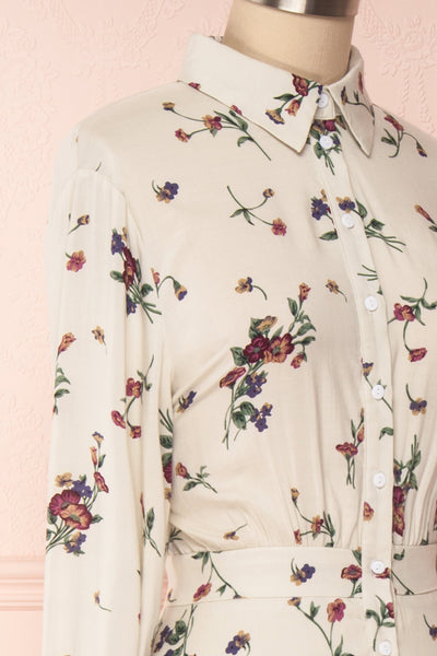 Seara Beige Floral Long Sleeved Shirt Dress | Boutique 1861 4