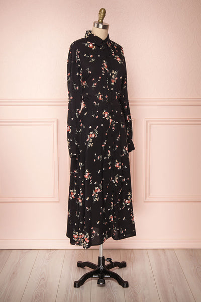 Seara Noir Black Floral Long Sleeved Shirt Dress | Boutique 1861 3