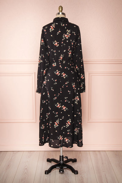 Seara Noir Black Floral Long Sleeved Shirt Dress | Boutique 1861 5