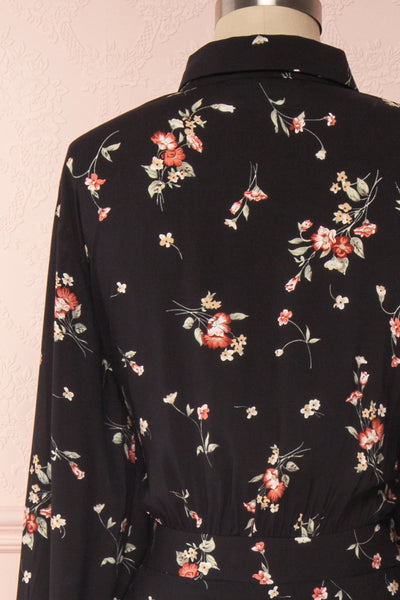 Seara Noir Black Floral Long Sleeved Shirt Dress | Boutique 1861 6