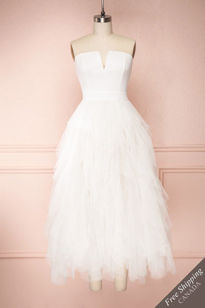 Sekayna White Midi Bustier Bridal Dress | Boudoir 1861 front view