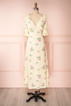 Selen Cream Floral V-Neck Midi Dress | Boutique 1861 front view