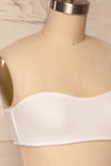 Selena White Frills Tube Bikini Top | La petite garçonne side close up