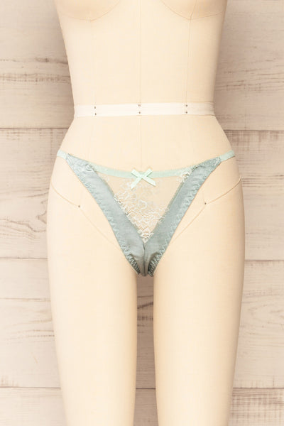 Sello Turquoise Satin and Lace Panty | La petite garçonne front view