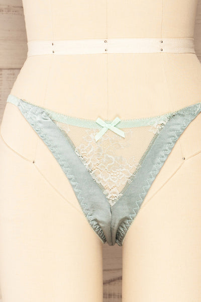 Sello Turquoise Satin and Lace Panty | La petite garçonne frotn close up