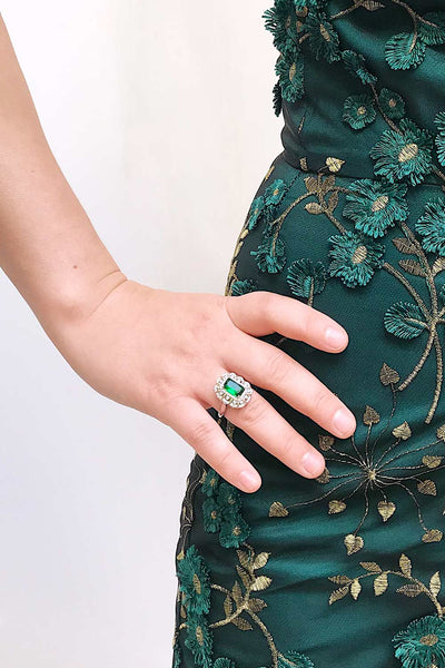 Volsella Emerald Gem Set in Silver Statement Ring | Boutique 1861 2