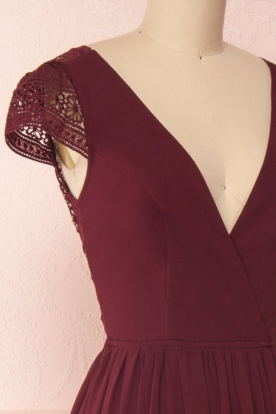 Senji Burgundy Chiffon & Lace Wrap-Style Gown | Boudoir 1861 4