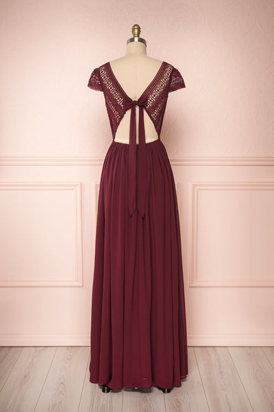 Senji Burgundy Chiffon & Lace Wrap-Style Gown | Boudoir 1861 5
