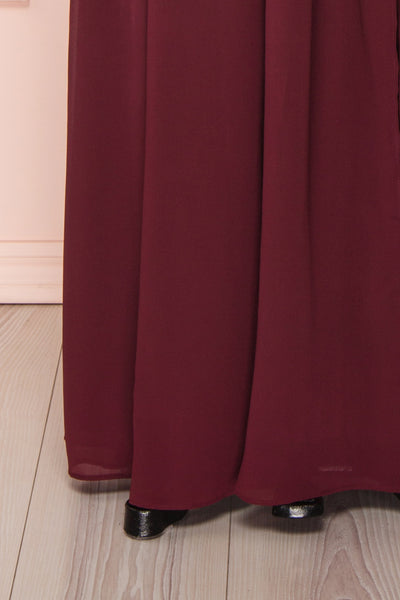 Senji Burgundy Chiffon & Lace Wrap-Style Gown | Boudoir 1861 7