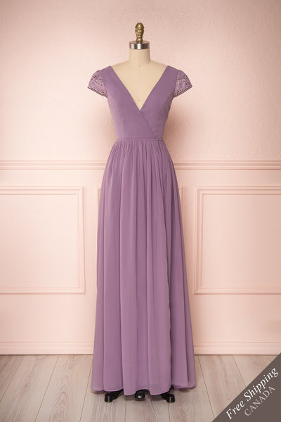 Senji Mauve Chiffon & Lace Wrap-Style Gown | Boudoir 1861 1