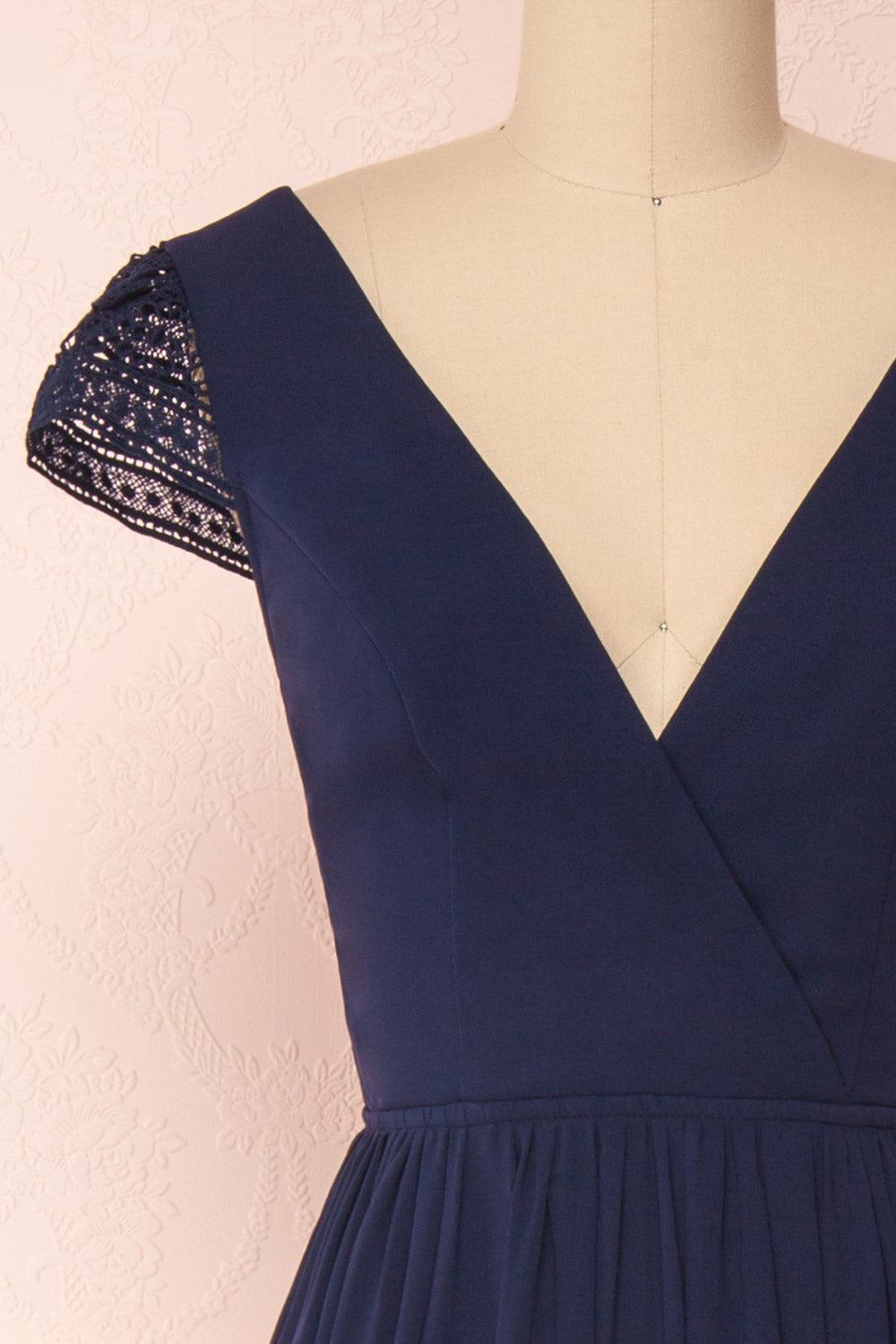 Senji Navy Blue Chiffon & Lace Wrap-Style Gown | Boudoir 1861 2