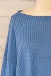 Sepino Blue Cropped Knit Sweater | La petite garçonne front close-up