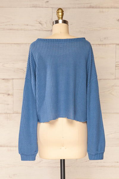 Sepino Blue Cropped Knit Sweater | La petite garçonne back view