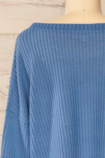 Sepino Blue Cropped Knit Sweater | La petite garçonne back close-up