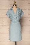 Servas Sky Blue Tailored Collar Summer Dress | La Petite Garçonne