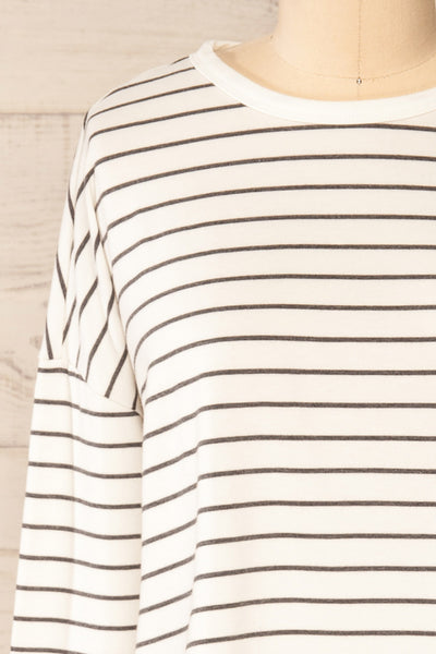 Set Capareac White Striped Pyjama Set | La petite garçonne top front close-up