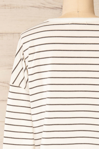 Set Capareac White Striped Pyjama Set | La petite garçonne top back close-up