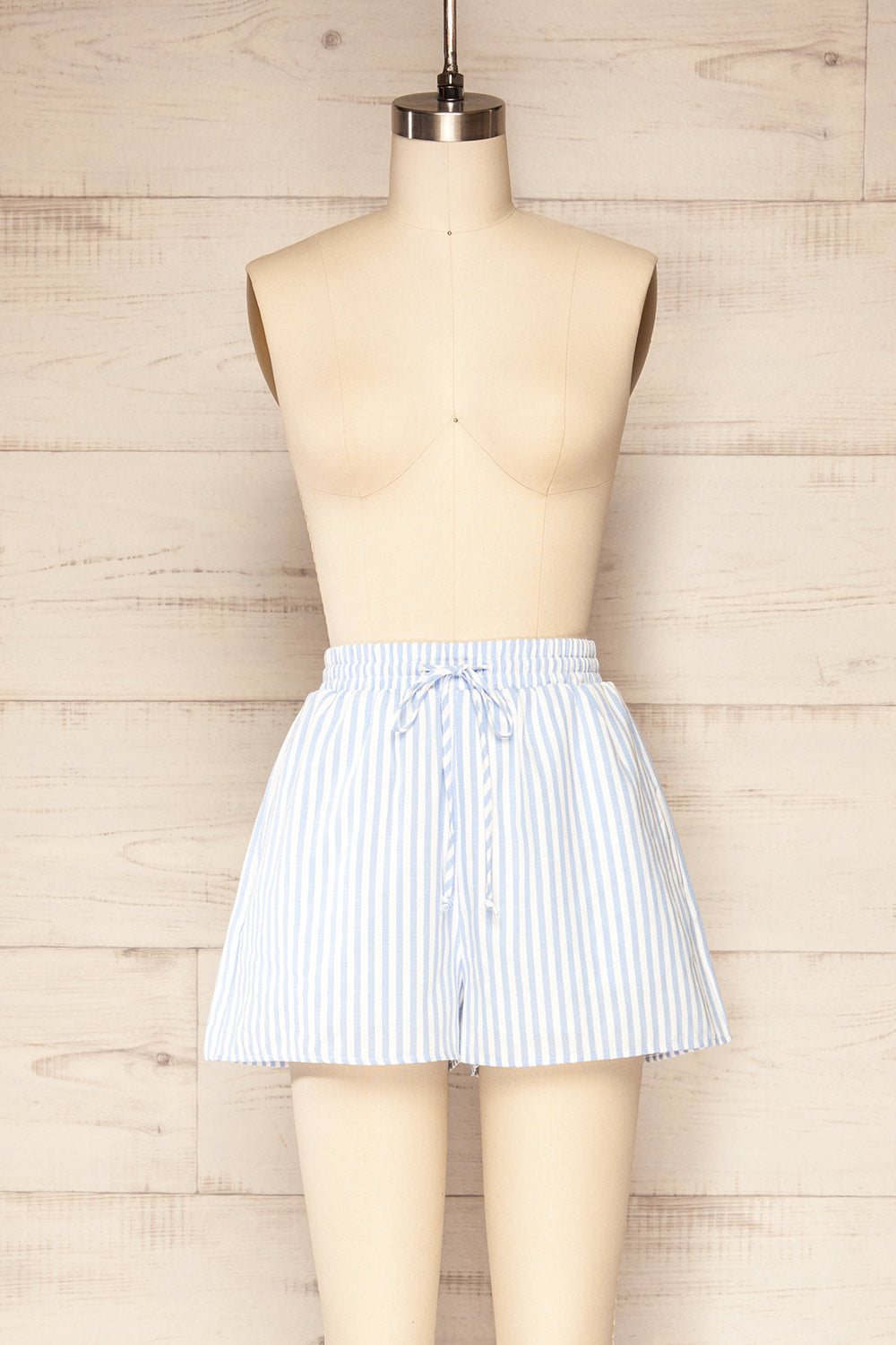 Set Ciney Blue Stripped Shorts & 3/4 Sleeve Shirt | La petite garçonne front view 