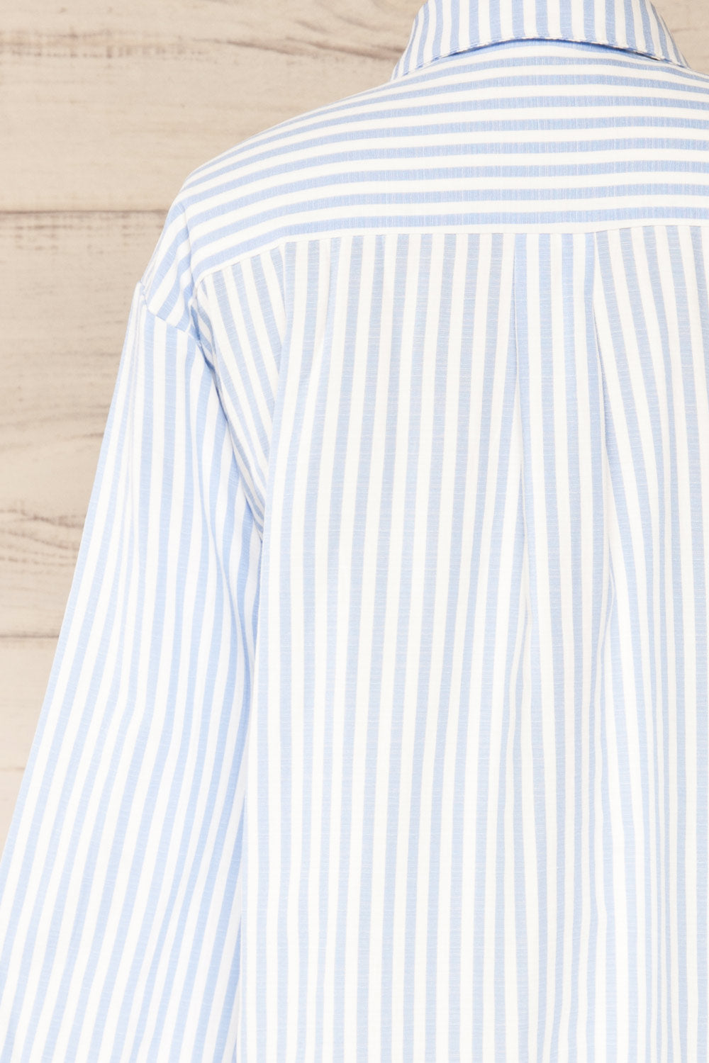 Set Ciney Blue Stripped Shorts & 3/4 Sleeve Shirt | La petite garçonne top back close-up