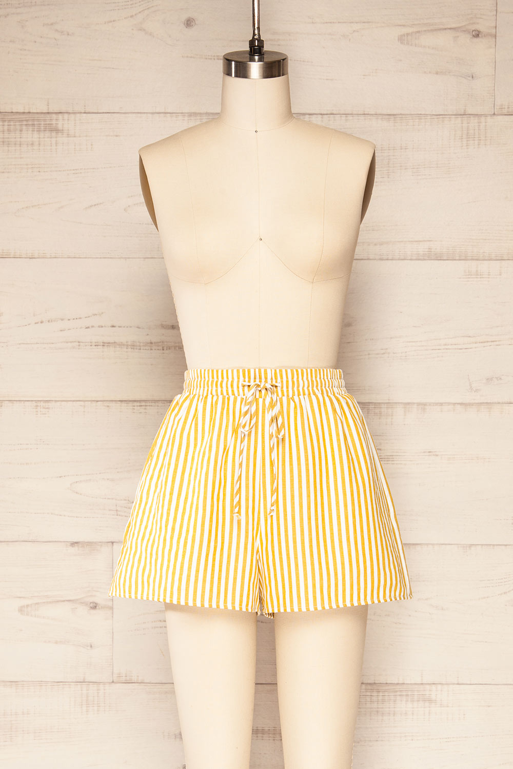 Set Ciney Yellow Stripped Shorts & 3/4 sleeves Shirt | La petite garçonne front view 