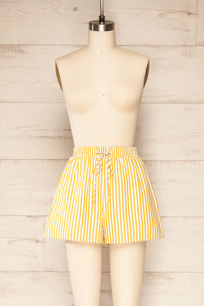 Set Ciney Yellow Stripped Shorts & 3/4 sleeves Shirt | La petite garçonne front view