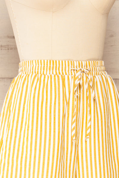 Set Ciney Yellow Stripped Shorts & 3/4 sleeves Shirt | La petite garçonne side close-up