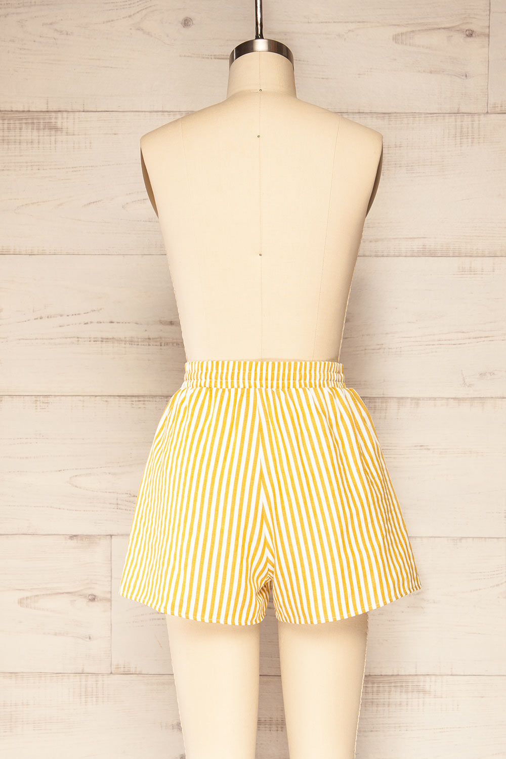 Set Ciney Yellow Stripped Shorts & 3/4 sleeves Shirt | La petite garçonne back close-up