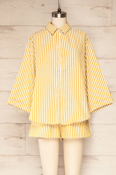 Set Ciney Yellow Stripped Shorts & 3/4 sleeves Shirt | La petite garçonne set
