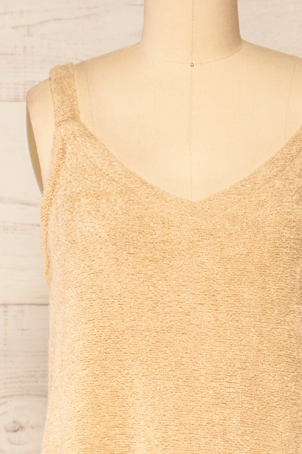 Set Diez Beige Textured Dress & Cardigan | La petite garçonne front close-up