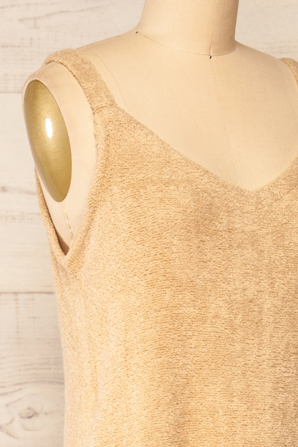 Set Diez Beige Textured Dress & Cardigan | La petite garçonne side close-up