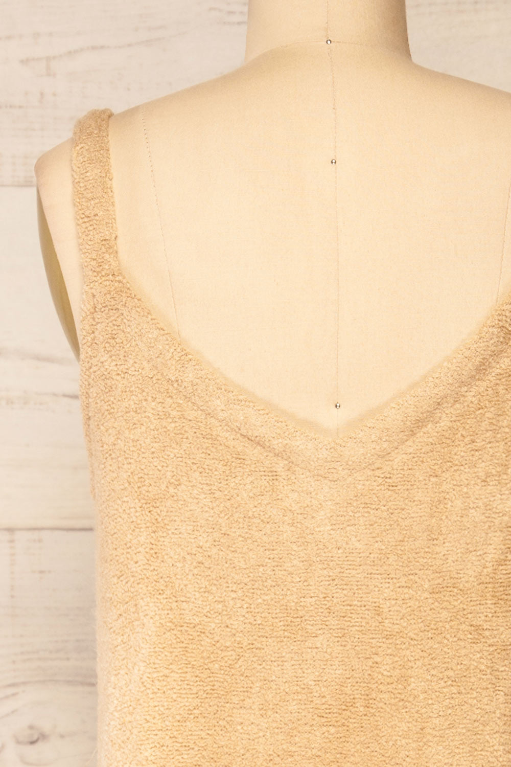 Set Diez Beige Textured Dress & Cardigan | La petite garçonne back close-up