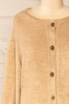 Set Diez Beige Textured Dress & Cardigan | La petite garçonne top front close-up