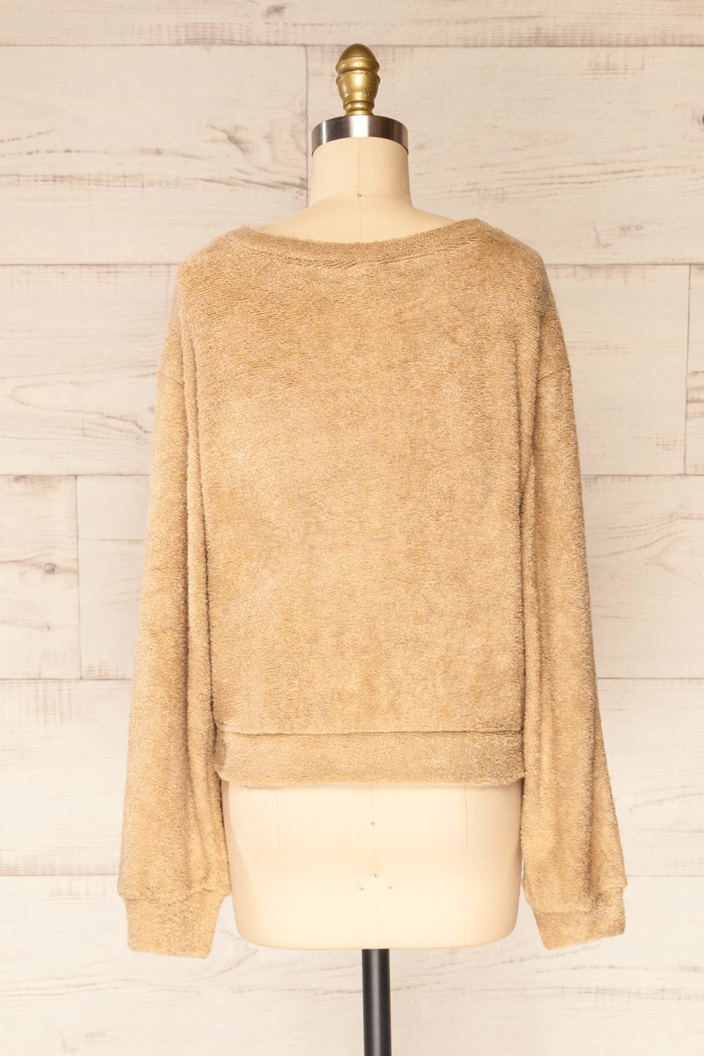 Set Diez Beige Textured Dress & Cardigan | La petite garçonne top back view 