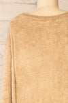 Set Diez Beige Textured Dress & Cardigan | La petite garçonne top back close-up