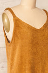 Set Diez Brown Textured Dress & Cardigan | La petite garçonne side close-up