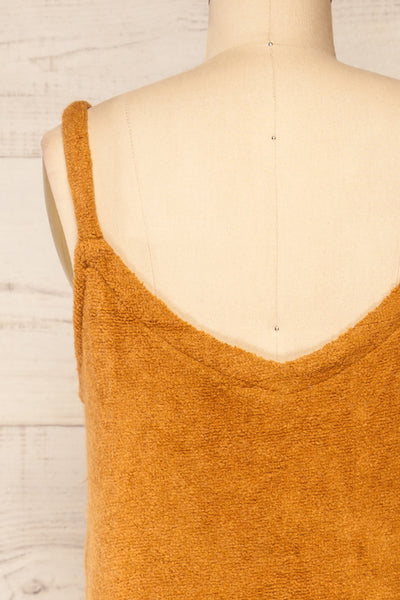 Set Diez Brown Textured Dress & Cardigan | La petite garçonne back close-up