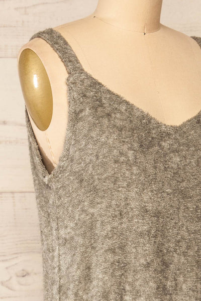 Set Diez Grey Textured Dress & Cardigan | La petite garçonne side close-up