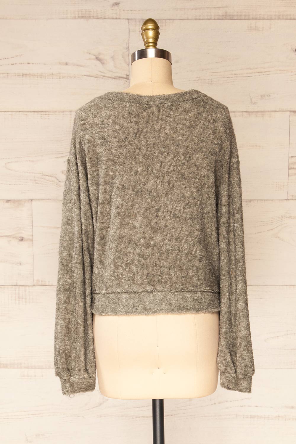 Set Diez Grey Textured Dress & Cardigan | La petite garçonne top back view 