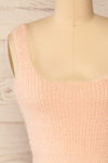 Set Ajka Pink Fuzzy Caridgan & Cami Set | La petite garçonne cami front close-up