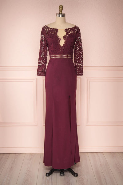 Shafinaz Garnet | Burgundy Long Dress