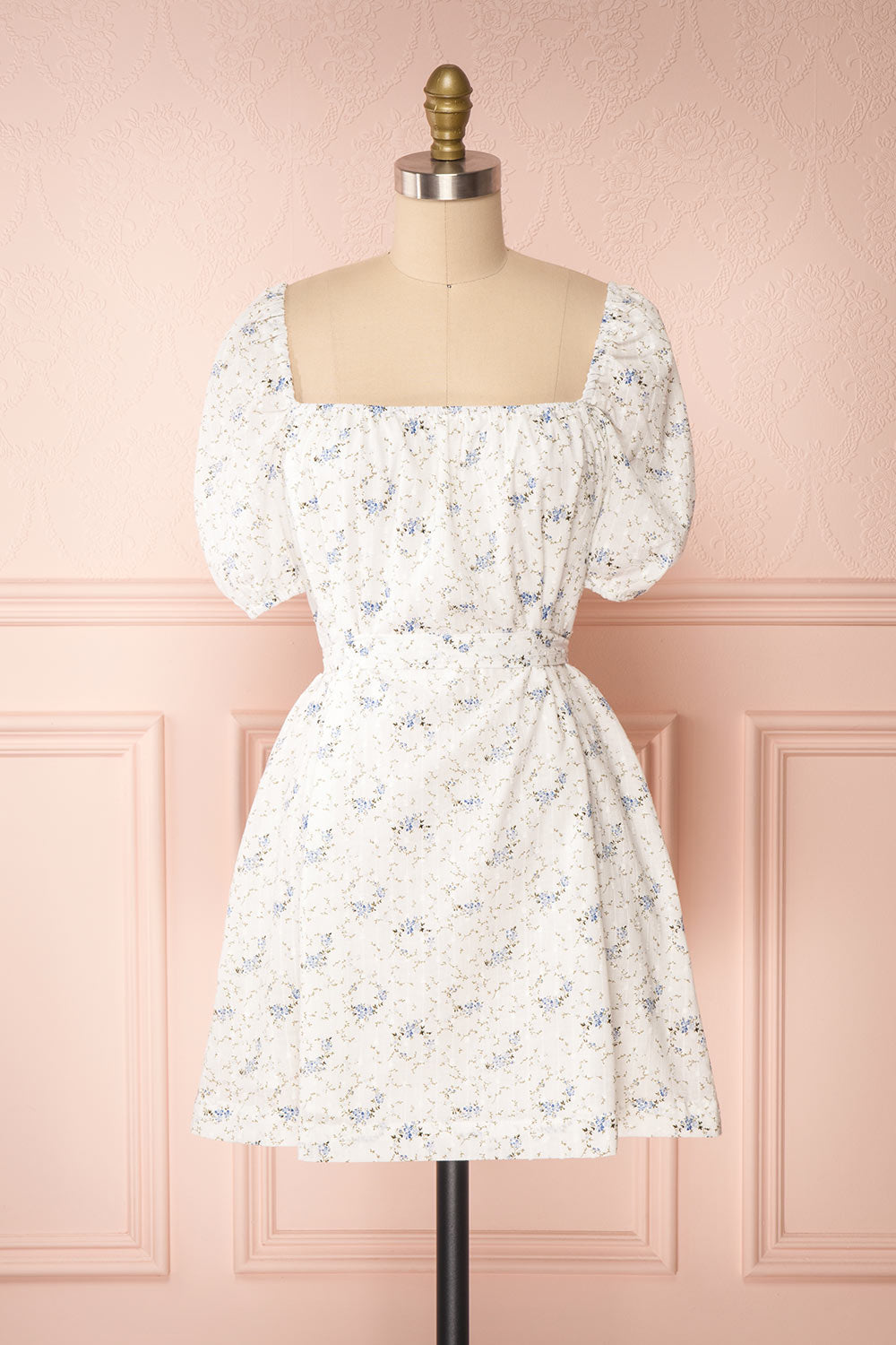 Shanine White Floral Short Sleeve Dress | Boutique 1861 front view 