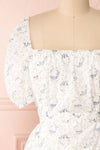 Shanine White Floral Short Sleeve Dress | Boutique 1861 front close-up