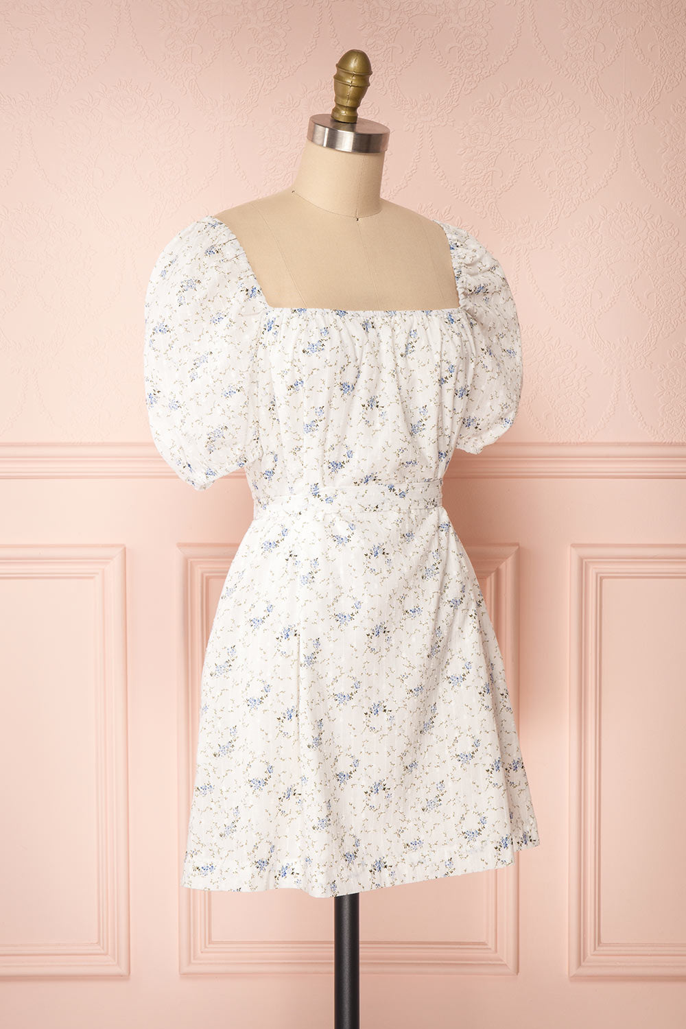 Shanine White Floral Short Sleeve Dress | Boutique 1861 side view 