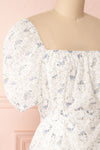Shanine White Floral Short Sleeve Dress | Boutique 1861 side close-up