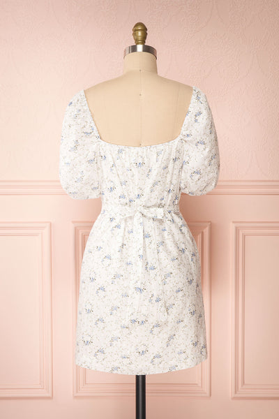 Shanine White Floral Short Sleeve Dress | Boutique 1861 back view