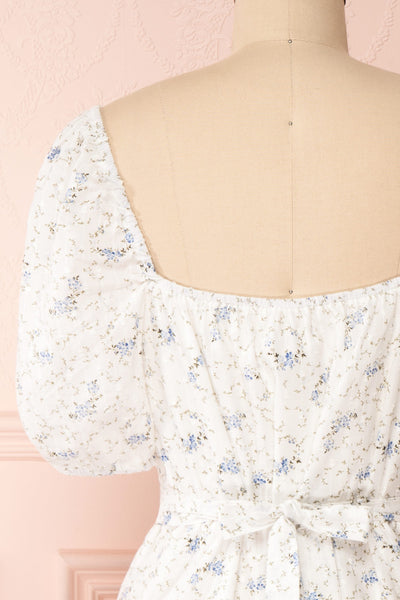 Shanine White Floral Short Sleeve Dress | Boutique 1861 back close-up