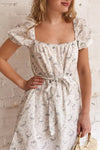Shanine White Blue Floral Short Dress | Boutique 1861 on model